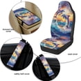 thumbnail image 6 of Xixirimido 5-Piece Car Seat Cover Set Breathable PU Leather Front Seat Covers with Seat Belt & Console Covers Universal Fit for SUV, Sedan, Truck, Sunset Glow Sea Dolphins, 6 of 8