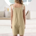 thumbnail image 3 of XADYUY Girls Overalls Size 10-12 Cute Sleeveless Linen Short Jumpsuits Kids Adjustable Tie-Up Strap Toddler Overalls Girls Summer Clothes with Pockets,11-12 Years Khaki, 3 of 3