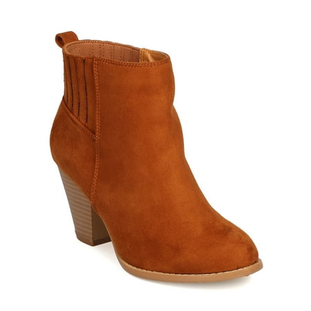 

New Women Nature Breeze Saddle-02 Faux Suede Chunky Heel Bootie