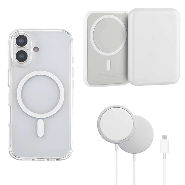 YUWY Kit Accesorios Compatibles Con MagSafe Para iPhone 17 Antigolpes Combo de Funda Batería y Base Para iPhone 17 Kit Accesorios Regalo Para iPhone