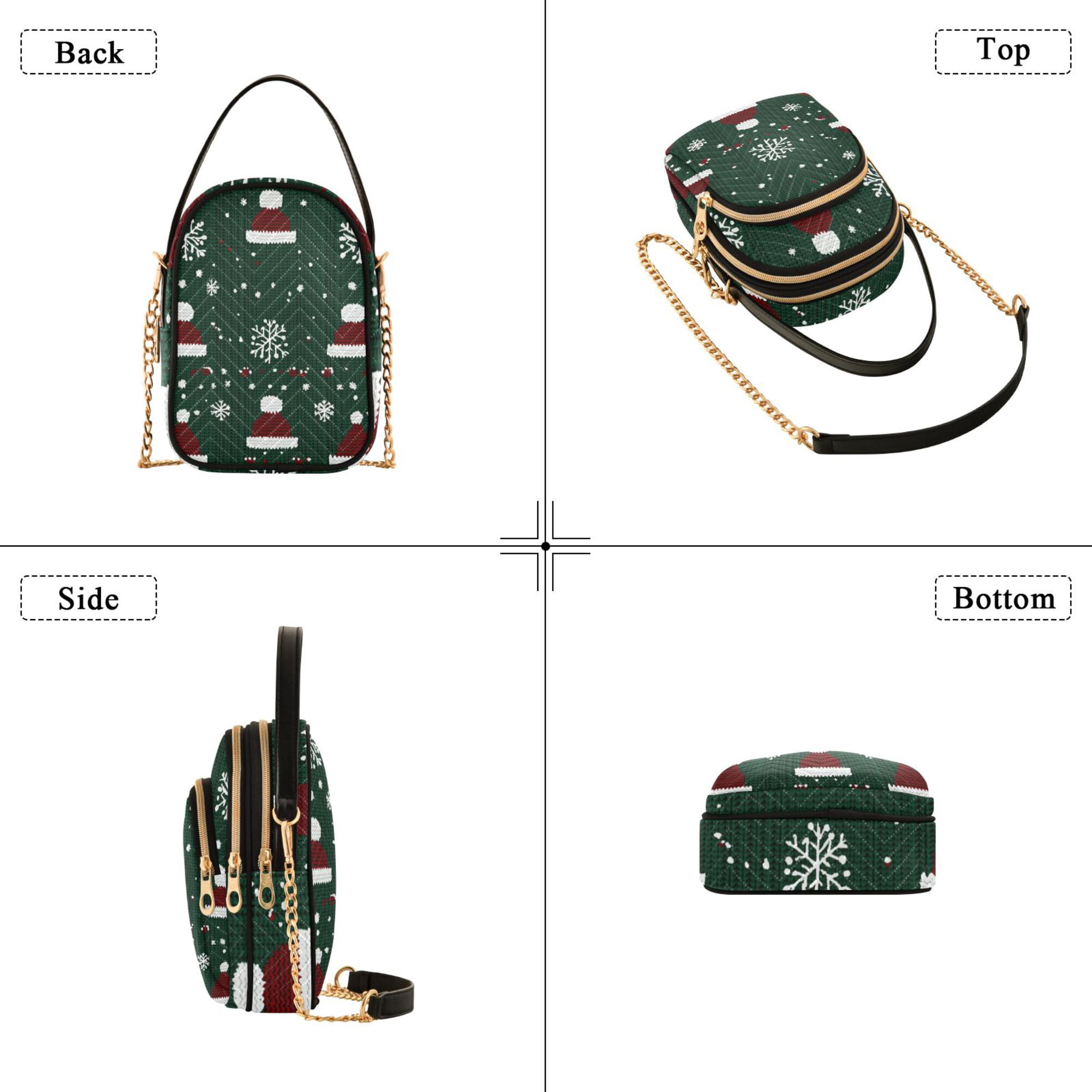 FORMRS Crossbody Bag for Women Quilted Travel Shoulder Cell Phone Purse with Chain Strap Handbag, Christmas Santa Hats
