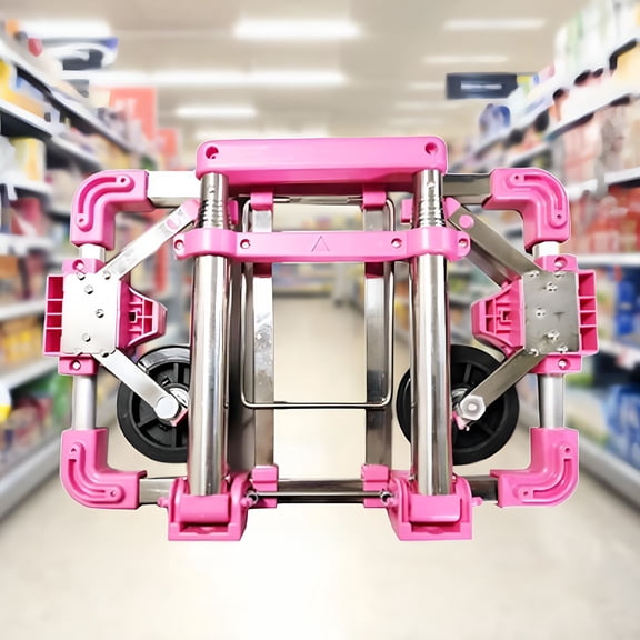 XIBUFE Lightweight Hand Truck Portable Fold Up Hand Cart for Moving Folding Hand Truck Pink