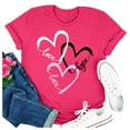 thumbnail image 3 of Women Valentine's Day Love Printed Solid Color Top Short Sleeve T-Shirt, 3 of 3