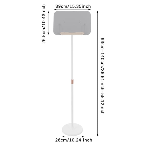Podium Stand 36-55in Acrylic Lectern Adjustable Angles/Height Non-Slip Base
