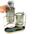 thumbnail image 2 of Toothbrush Holder Set for Bathrooms Drainage Utensil Holder Stylish Tooth Brush Stand Detachable Silverware Drying Rack Multipurpose Counter Chopsticks Organizer for Utensil Toothbrush, 2 of 6