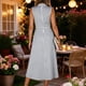 thumbnail image 2 of TaTaai Women's Casual Maxi Dress Sleeveless Striped Linen Midi Dress Lapel Collar Loose Fit Lightweight Summer Commute Vacation Gift, 2 of 5