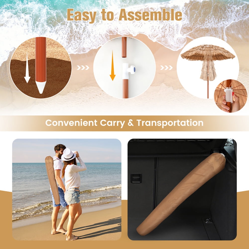 Aimee Lii 6 Feet Thatched Patio Umbrella with Tilt Design and Carrying Bag, Sunbrella Patio Umbrellas Aimee Lii 6 Feet Thatched Patio Umbrella with Tilt Design and Carrying Bag, Sunbrella Patio Umbrellas