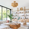 thumbnail image 3 of Boho Light Fixtures Ceiling,15" Bamboo Ceiling Lighting Retro 3-Tier Rattan Flush Mount Ceiling Light for Living Room Bedroom, 3 of 11
