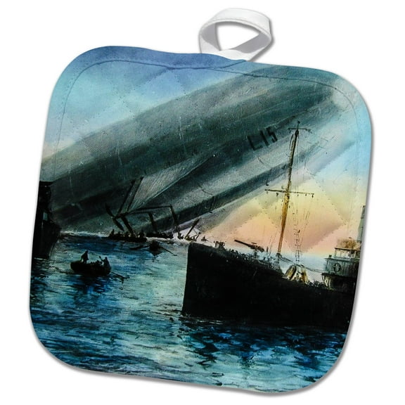 3dRose, Zeppelin L15 Crashed In the Thames World War One Vintage, 8x8 Potholder