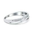 thumbnail image 2 of Simulated Cubic Zirconia Size-8 Infinity Shank Art Deco Engagement Wedding Half Eternity Ring 925 Sterling Silver, 2 of 7