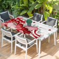 thumbnail image 2 of Red Pink Valentine's Day Table Cloths for 4 Foot Rectangle Tables, Love Heart Eucalyptus Leaves Vintage Patio Waterproof Elastic Fitted Tablecloths, Washable Rectangular Table Cover for Camping, 2 of 8
