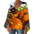 thumbnail image 1 of Mujer Otoño Invierno Casual Sexy Moda Camisa Halloween Impreso Manga Larga Puff Cuello V Jersey Top Fridja fjkfkj7728, 1 of 6