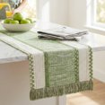 thumbnail image 3 of Table Runner for Kitchen Decor Birthday Decorations, Long Kitchen Runner with Tassel for Kitchen and Dining Table Decoration Green 11.8x63inch, 3 of 6