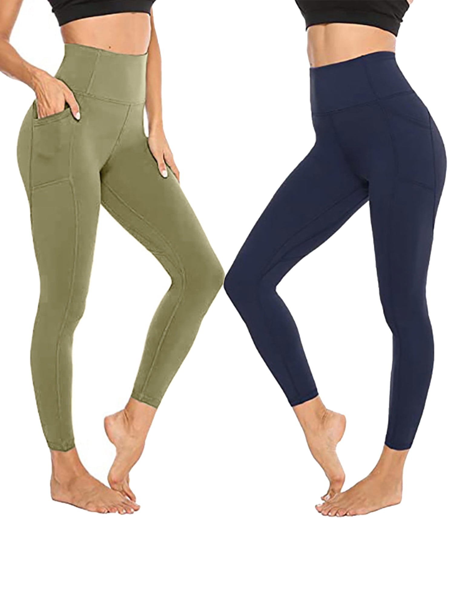 Women's Pockets Leggings High Waisted Yoga Pants Slim Fit Gym Running Trousers 