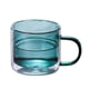 thumbnail image 1 of Taza de vidrio aislante de doble pared, colorida y transparente, con asa, para café., 1 of 14
