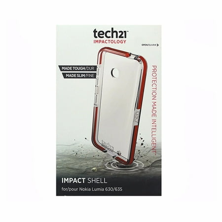 tech21 Impact Shell Case for Nokia Lumia 630 635 Clear w/ Orange