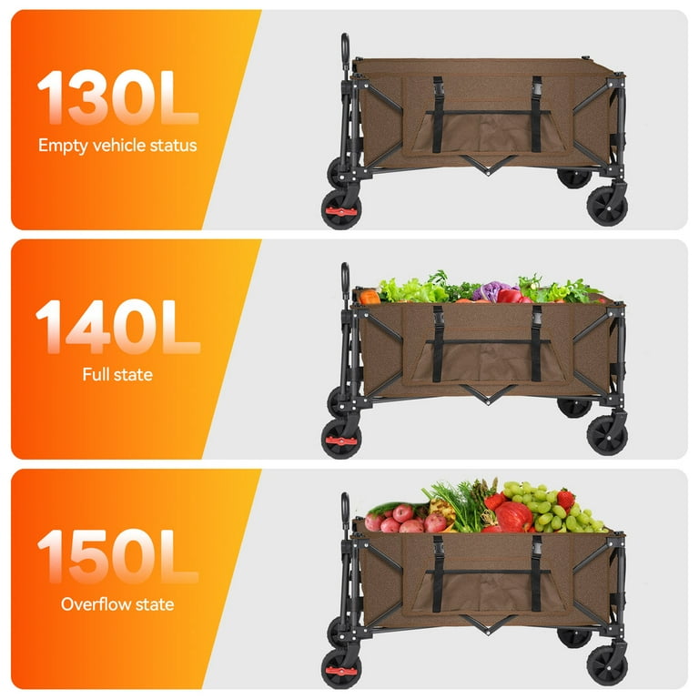 VECUKTY Collapsible Garden Wagon Cart with Removable Canopy