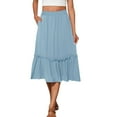 thumbnail image 6 of Aofany Women Plus Size Long Midi Skirts Elastic High Waist A Line Ruffle Swing Beach Midi Skirt, 6 of 8