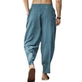 thumbnail image 4 of Blue Mens Cargo Pants Relaxed Fit, Linen Compression Pants Men, Mens Pants Cargo, Men Spring And Summer Pant Casual All Match Solid Color Loose Trouser Fashion Beach Pant, 4 of 7