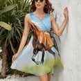 thumbnail image 3 of Horse Women's Tank Dress V Neck Sleeveless Summer Sundress, 3 of 7