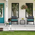 thumbnail image 7 of Lacoo 3 Pieces Outdoor Bistro Chair Set PE Rattan Patio Conversation Set of 2 with Cushion and Coffee Table, Black/Blue, 7 of 7