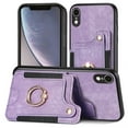 thumbnail image 4 of Nalacover For iPhone XR Case Ring Holder Kickstand with Credit Card Holder, Back Flip Premium Leather Magnetic Clasp Removable Wirst Hand Strap Cover For iPhone XR, Purple, 4 of 14