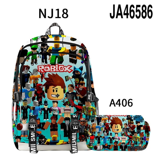 Mochila escolar Roblox ROBLOX con estampado 3D de mundo Virtual para niñas, Bolsa Escolar de dibujos animados de Anime, estuche para lápices, Juego de 2 uds.
