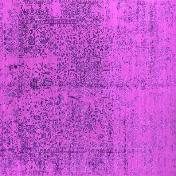 Ahgly Company Indoor Square Oriental Pink Industrial Area Rugs, 7' Square
