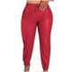 thumbnail image 1 of Moda mujer bolsillos sólidos cordón Casual cintura media cuero pantalones largos Fridja  alkflakhf32461, 1 of 5