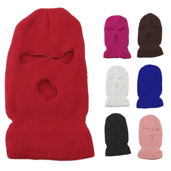 3 Hole Knitted Face Cover Men Winter Balaclava Women's Ski Mask for Outdoor Sports