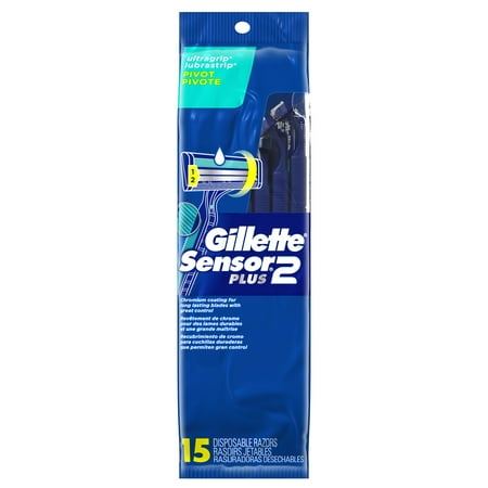 Gillette Sensor2 Plus Pivoting Head Men's Disposable Razors, 15
