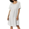 thumbnail image 1 of Women's Retro Loose Pocket Dress - Solid Color Round Neck - Linen Material - Perfect for Leisure and Vacation - Plus Size Available, 1 of 3