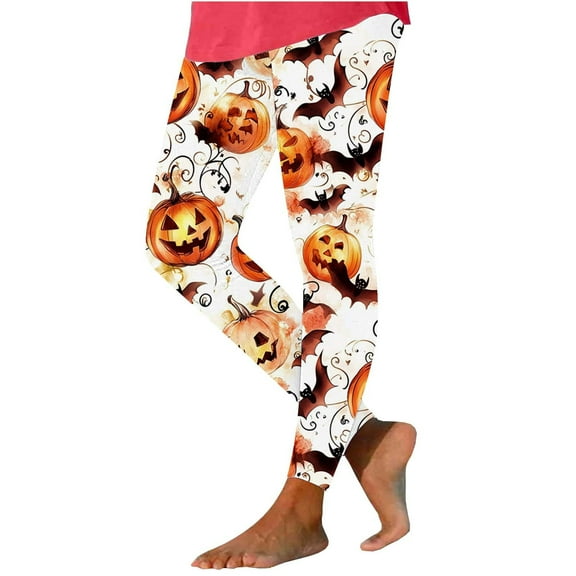 SwiftWear Women's Halloween Print Leggings with Tummy Control, Plus Size High Waisted Workout Yoga Pants with Butt Lifting Design Soft Stretchy S-3XL