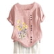 thumbnail image 1 of Camiseta Casual de Manga Corta con Botón de Cuello Redondo de las Mujeres, Tops Cortos para las Mujeres, 1 of 5