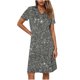 thumbnail image 5 of Vestido Corto de Manga Larga para Mujeres Brillante Impresión Cuello en V Suelto Cómodo, Vestido de Moda de Malla para Fiesta Y Ocasional, 5 of 7