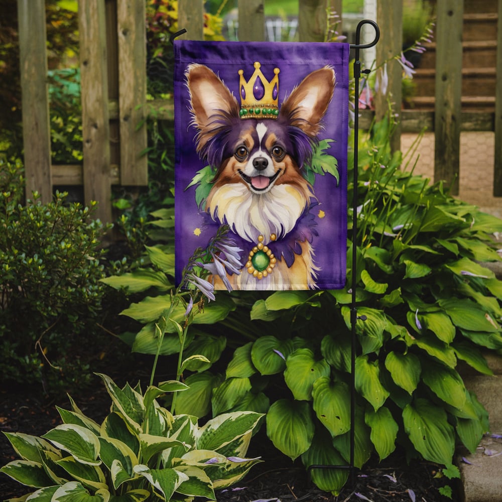 Papillon King of Mardi Gras Garden Flag 11.25 in x 15.5 in