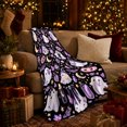 thumbnail image 3 of Cute decorative motif Magic Ghosts Bats Pattern, Playful autumn celebration Scene, Soft Flannel Blanket for Home Library and Reading Nook, Art Lovers autumn celebration Gift, Playful Home Decor, 3 of 9