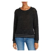 Splendid Womens Contrast Trim Loose Knit Sweatshirt Black M
