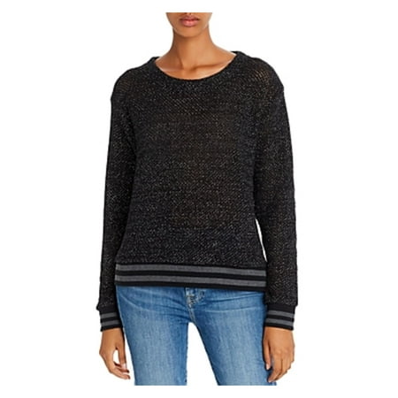 Splendid Womens Contrast Trim Loose Knit Sweatshirt Black XS