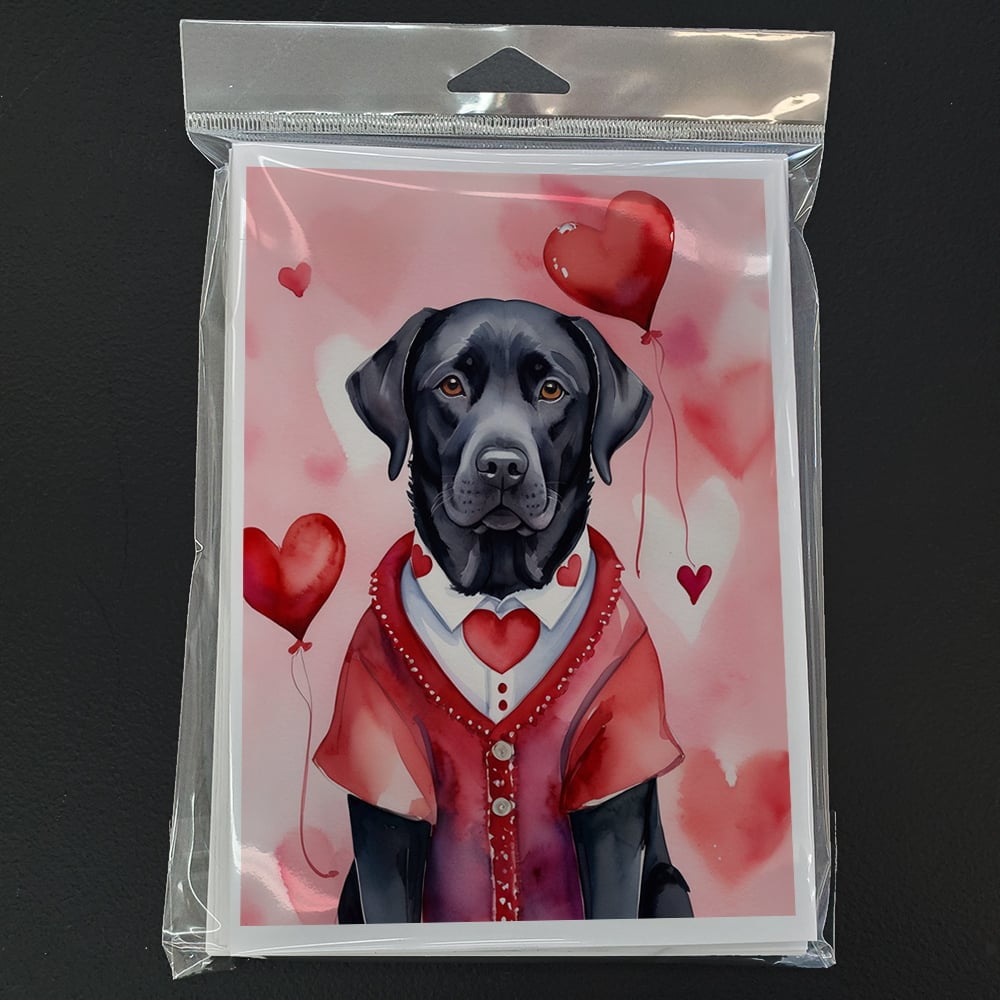 Black Labrador Retriever My Valentine Greeting Cards Pack of 8 7 in x 5 in