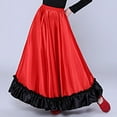 thumbnail image 3 of vastwit Girls Full Circle Belly Spanish Bull Dance Skirt Mexican Flamenco Ballroom Dancewear Red 9-10, 3 of 7
