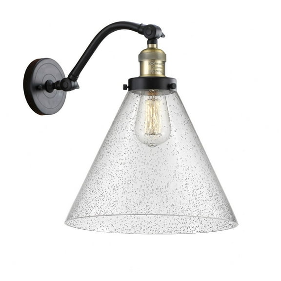 515-1W-BAB-G44-L-Innovations Lighting-Cone - 1 Light Wall Sconce In Industrial Style-14 Inches Tall and 12 Inches Wide-Black Antique Brass