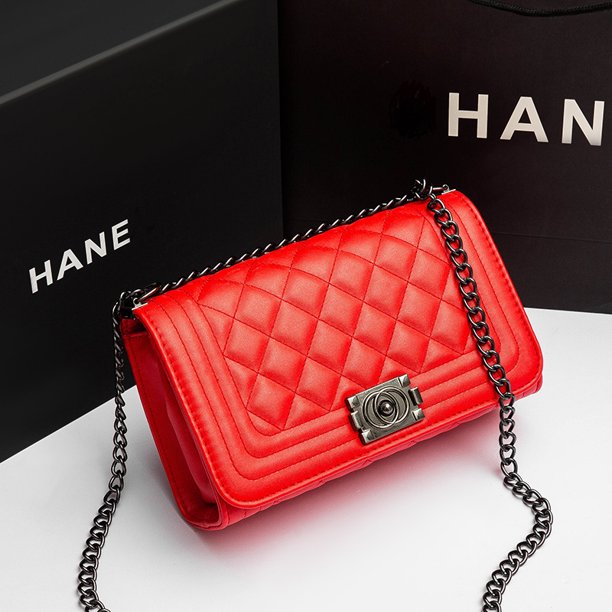 Bolso de mujer Bolso de cadena con diseño de cuadros y diamantes Bolso bandolera informal sencillo de Internet Bolso cuadrado pequeño