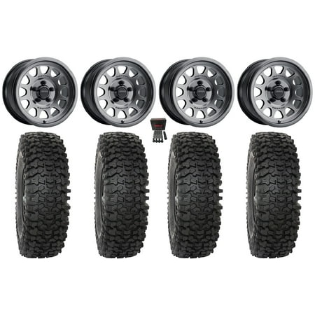 Method 414 15 Wheels Graphite +13mm 37 RC500 Tires Polaris RZR Turbo R & Pro R Ranger 1500 Xpedition