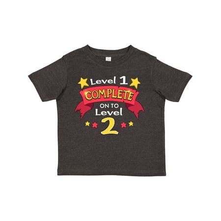 

Inktastic Level 1 Complete on to Level 2 2nd Birthday Level Up Gift Toddler Boy or Toddler Girl T-Shirt