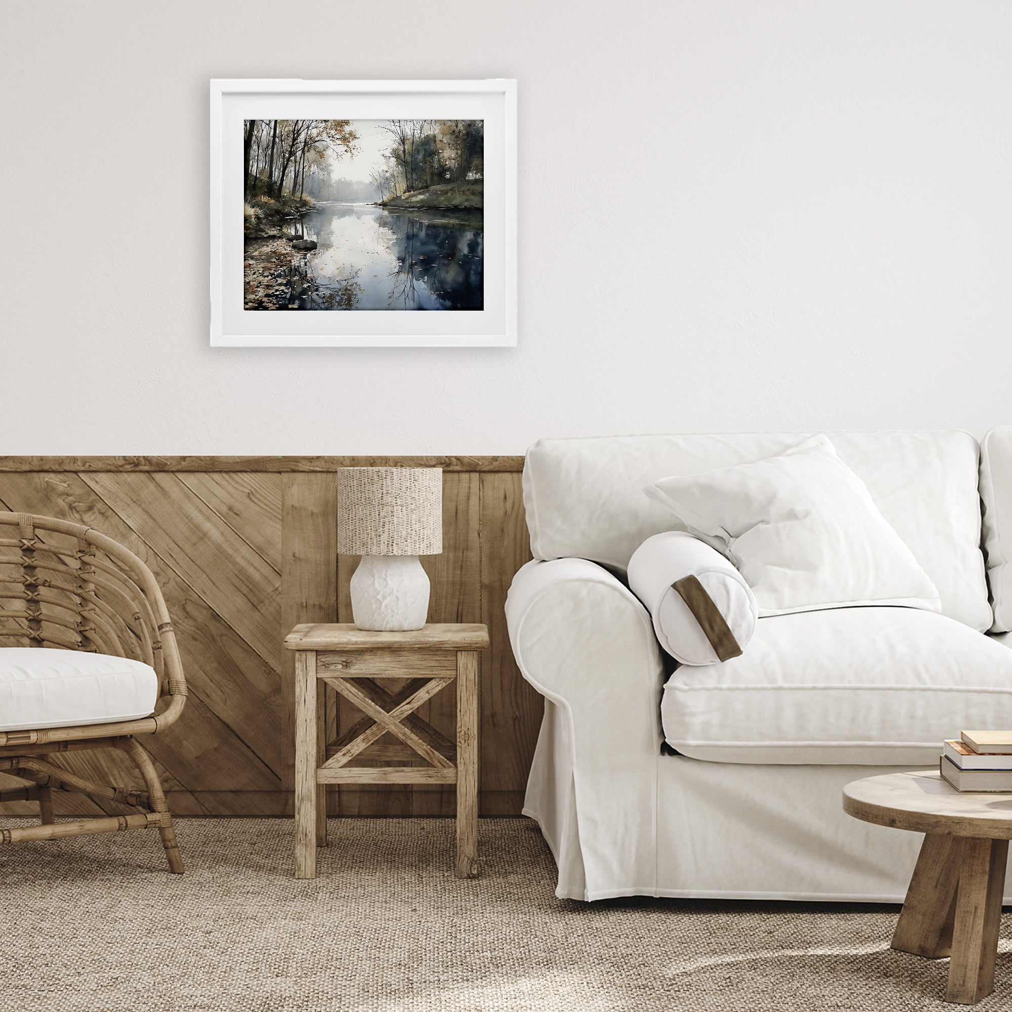 Stupell Industries Fall Lake Reflection White Framed Print Under Glass, design by Franklyn Gregory