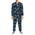 thumbnail image 3 of Salouo Blue Butterfly Print Button-Front Long Sleeve Pajama Set for Men, Soft 2Pjs Men's Long Sleeve Sleepwear-XX-Large, 3 of 7