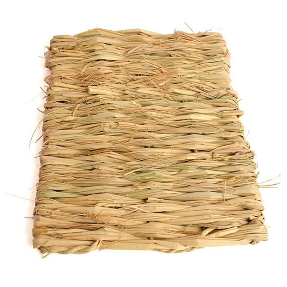 PBPBOX 4Pcs Hand Woven Light Brown Hamster Grass Mat Breathable Seagrass Fiber Small Pets Nest