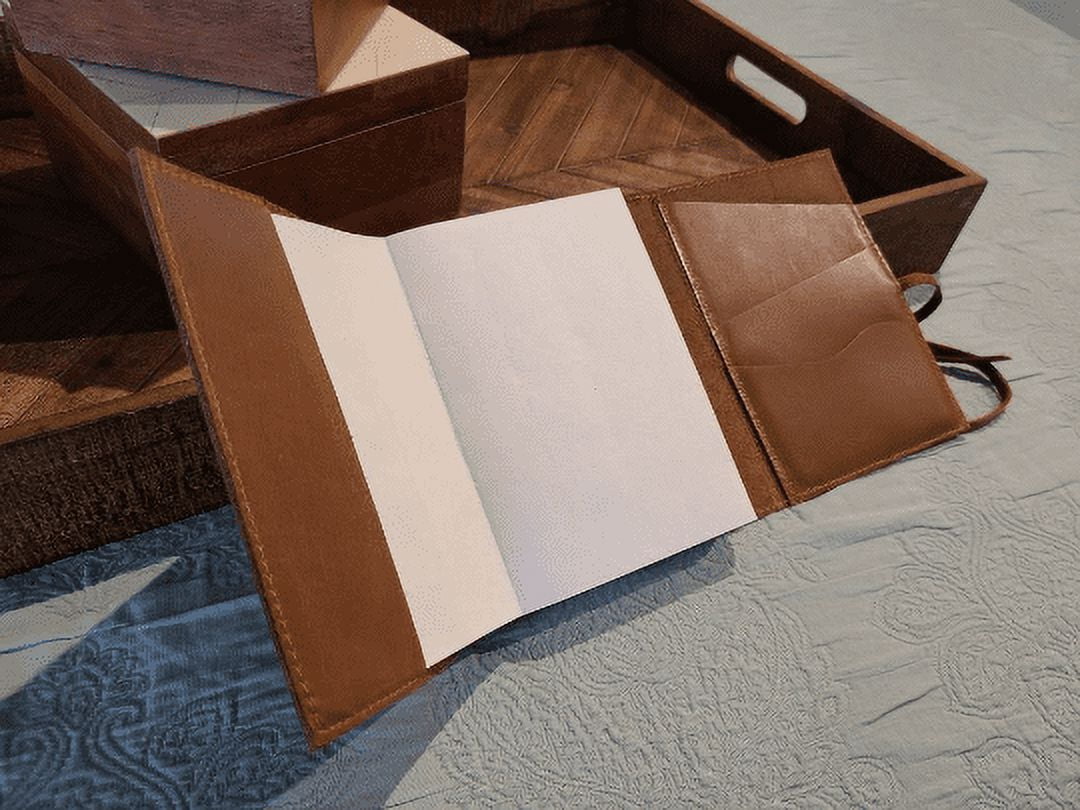 Status Co. Soft Cover Unique Leather Journal - Sketchbook Gift for Writers and Travelers - Leather Bound Diary With Card Holder - Brown