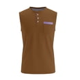 thumbnail image 4 of USNSM Men's Summer Tank Tops Color Block Button Down Sleeveless Henley T Shirts Pullover Casual Slim Fit Shirts with Pocket Brown M, 4 of 8